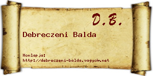 Debreczeni Balda névjegykártya